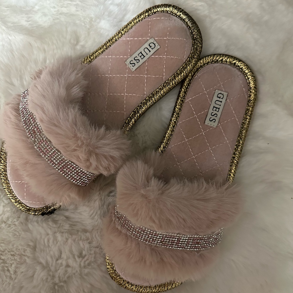 Guess fuzzy slippers